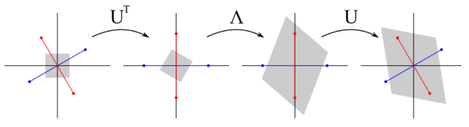 visualization of multiply a vector by the eigendecomposition of a matrix